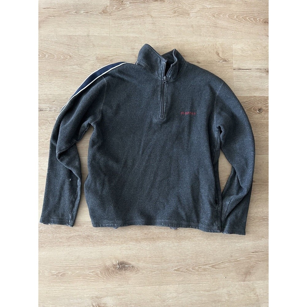 Old Navy Sweater Men's Large Gray 1/4 Zip Fleece Embroidered Y2K Vintage